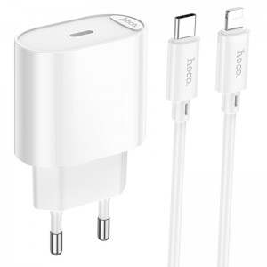 СЗУ Hoco C109A Fighter PD20W+QC3.0 (1USB-A/1C) + кабель Type-C to Lightning White