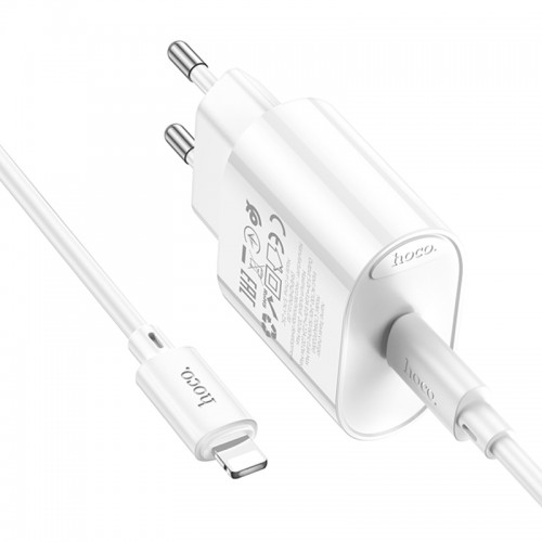 СЗУ Hoco C109A Fighter PD20W+QC3.0 (1USB-A/1C) + кабель Type-C to Lightning White