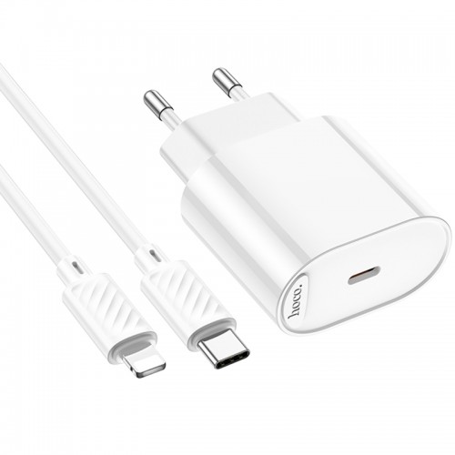 СЗУ Hoco C109A Fighter PD20W+QC3.0 (1USB-A/1C) + кабель Type-C to Lightning White