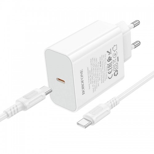 МЗП Borofone BA109A Star PD40W (1USB-C) + кабель Type-C to Type-C White