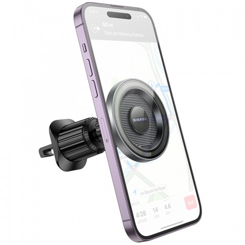 Автотримач Borofone BH122 Profit ring magnetic (air outlet) Black / Metal gray