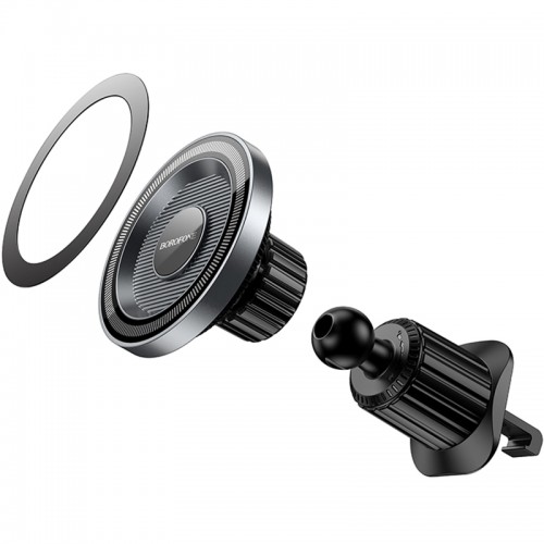 Автотримач Borofone BH122 Profit ring magnetic (air outlet) Black / Metal gray