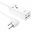 Удлинитель Hoco AC10A Talent PD65W+QC3.0 (2USB-A/2C/1xSocket) (1.5m) White
