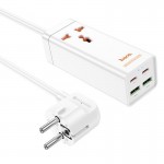 Подовжувач Hoco AC10A Talent PD65W+QC3.0 (2USB-A/2C/1xSocket) (1.5m) White