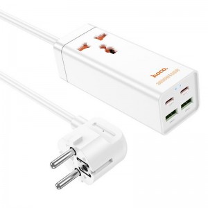 Удлинитель Hoco AC10A Talent PD65W+QC3.0 (2USB-A/2C/1xSocket) (1.5m) White