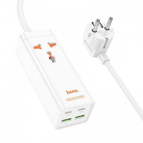 Удлинитель Hoco AC10A Talent PD65W+QC3.0 (2USB-A/2C/1xSocket) (1.5m) White