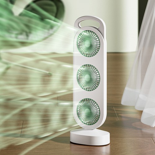 Настольный вентилятор Three Head Fan 1200 mAh Green