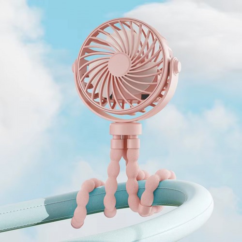 Портативний вентилятор з гнучкими ніжками для кріплення Q2 Octopus 500mAh Pink