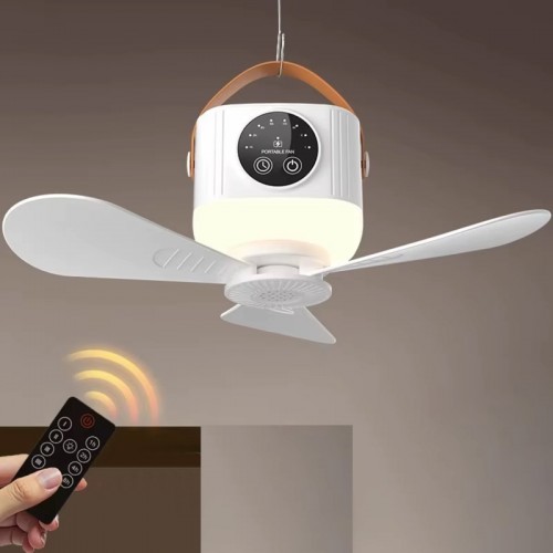 Портативний вентилятор D01 with LED and remote control 7200mAh White