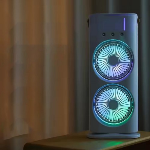 Настільний вентилятор F12 Spray Dual-Fan 2in1 з водяним охолодженням 1800mAh White