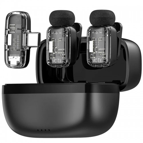 Петличный беспроводной микрофон WIWU WM008 Dual-mic ANC Type-C Black