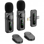 Петличный беспроводной микрофон WIWU WM007 Dual-mic (Lightning/Type-C) Black