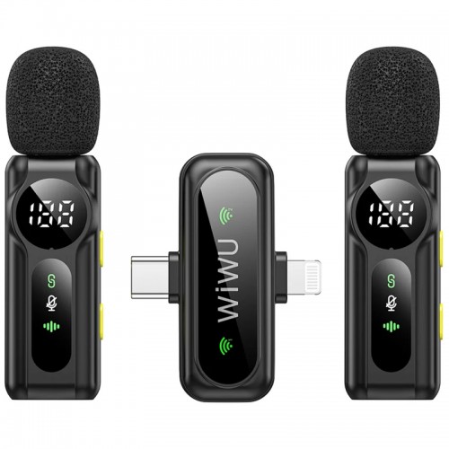 Петличный беспроводной микрофон WIWU WM007 Dual-mic (Lightning/Type-C) Black