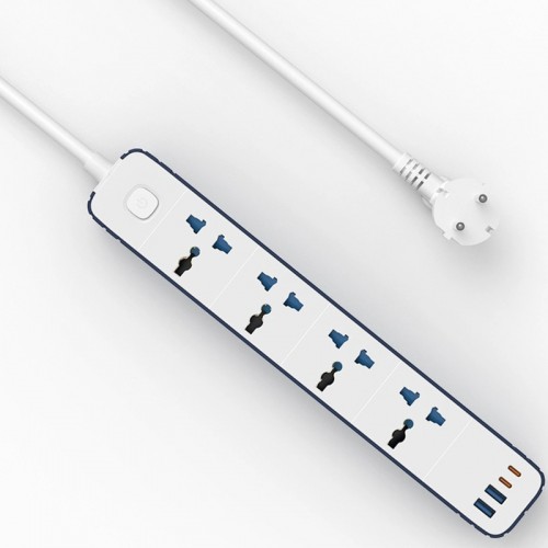Универсальный сетевой удлинитель WIWU S007 Power Strip PD20W (4 розетки 2 Type-C 2 USB) (2m) White
