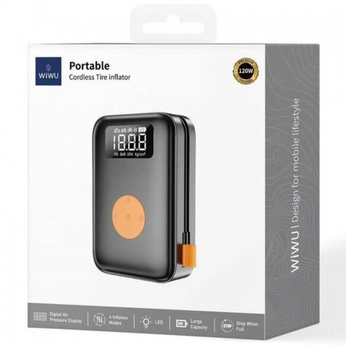 Автомобільний портативний компресор WIWU Ai003 5000mAh Cordless Tire portable smart air pump Black