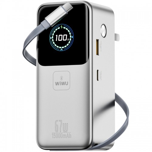 Повербанк 67W WIWU PM501 15000mAh Power Mega з кабелем Type-C Silver