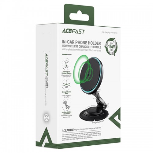 Автодержатель MagSafe Acefast D65 Magnetic Wireless Charging 15W Black