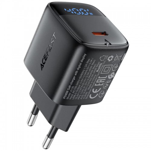 Сетевое зарядное устройство Acefast A135 PD40W GaN (1USB-C) Black