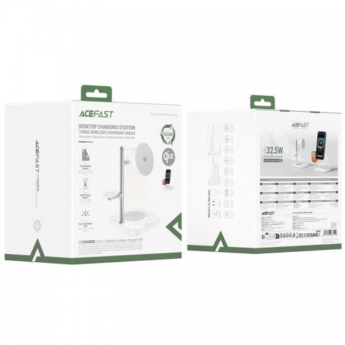 Беспроводное зарядное устройство Acefast E39 настольная станция 4 в 1 Qi2 32.5W White
