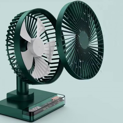 Настольный вентилятор DF11-B Автоматическое вращение 90° с часами 7200mAh Green