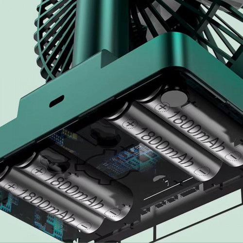 Настольный вентилятор DF11-B Автоматическое вращение 90° с часами 7200mAh Green
