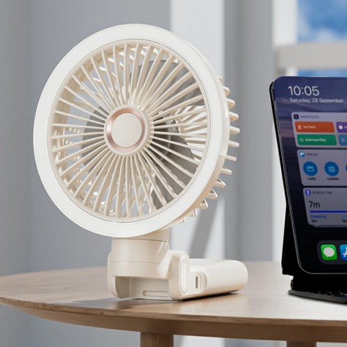 Портативний вентилятор GF12 з затискачем+LED 5400mAh White