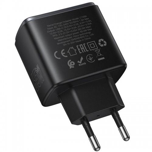 Мережевий зарядний пристрій Hoco C159A Upgrade PD65W (1USB-C) Black