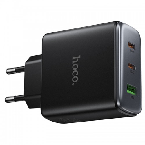 Мережевий зарядний пристрій Hoco C160A Upgrade PD65W+QC3.0 (1USB-A/2C) Black