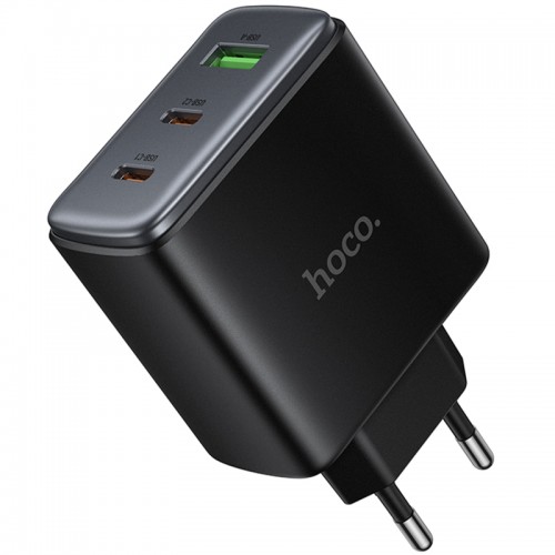 Мережевий зарядний пристрій Hoco C160A Upgrade PD65W+QC3.0 (1USB-A/2C) Black