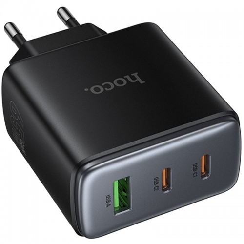 Мережевий зарядний пристрій Hoco C160A Upgrade PD65W+QC3.0 (1USB-A/2C) Black
