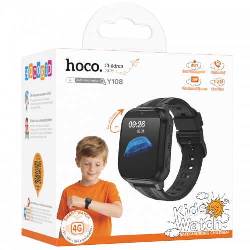 Дитячий смарт-годинник Hoco Y108 4G SIM GPS з функцією дзвінков Black