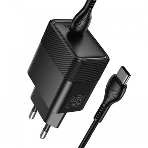 Мережевий зарядний пристрій Hoco CS113A Lounge PD40W (1USB-C) + кабель Type-C to Type-C Black
