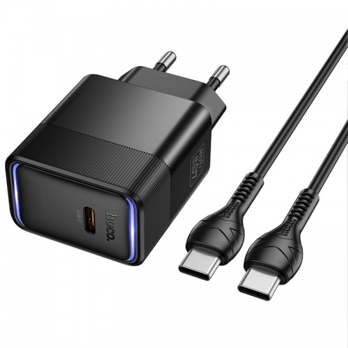 Мережевий зарядний пристрій Hoco CS113A Lounge PD40W (1USB-C) + кабель Type-C to Type-C Black