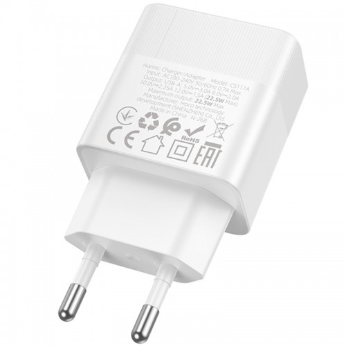 Мережевий зарядний пристрій 22.5W Hoco CS111A Lounge (1USB-C) White