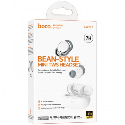 Беспроводные Bluetooth наушники TWS Hoco EW207 Sound White