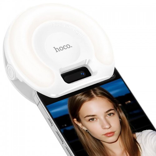 Портативна лампа для селфі, затискач на телефон Hoco K160 Olas 400 mAh White