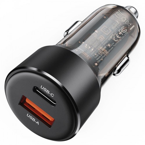 Автомобильное зарядное устройство Acefast B12 PD30W+QC3.0 total 60W (1USB-A/1C) Black
