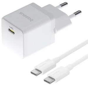 Сетевое зарядное устройство Baseus Palm Fast Charger 20W (1USB-C) + кабель Type-C to Type-C (P10111602) Moon White