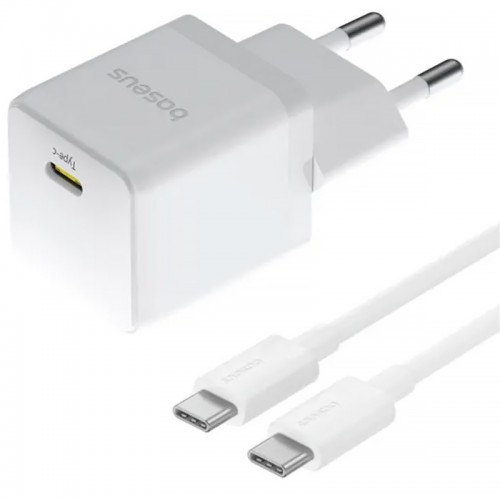 Сетевое зарядное устройство Baseus Palm Fast Charger 20W (1USB-C) + кабель Type-C to Type-C (P10111602) Moon White