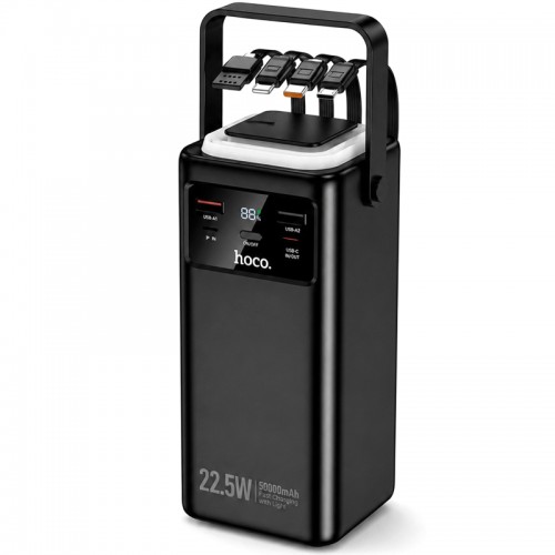 Повербанк 50000mAh Hoco EJ65A High 22.5W+PD20W з кабелями та ліхтариком Black